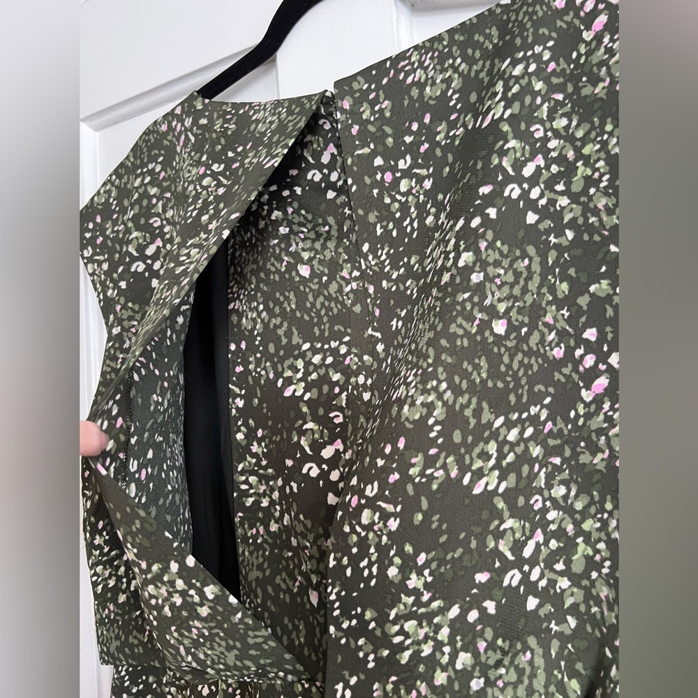 Banana Republic Olive Floral Mini Dress Size 14 - Picture 5 of 11